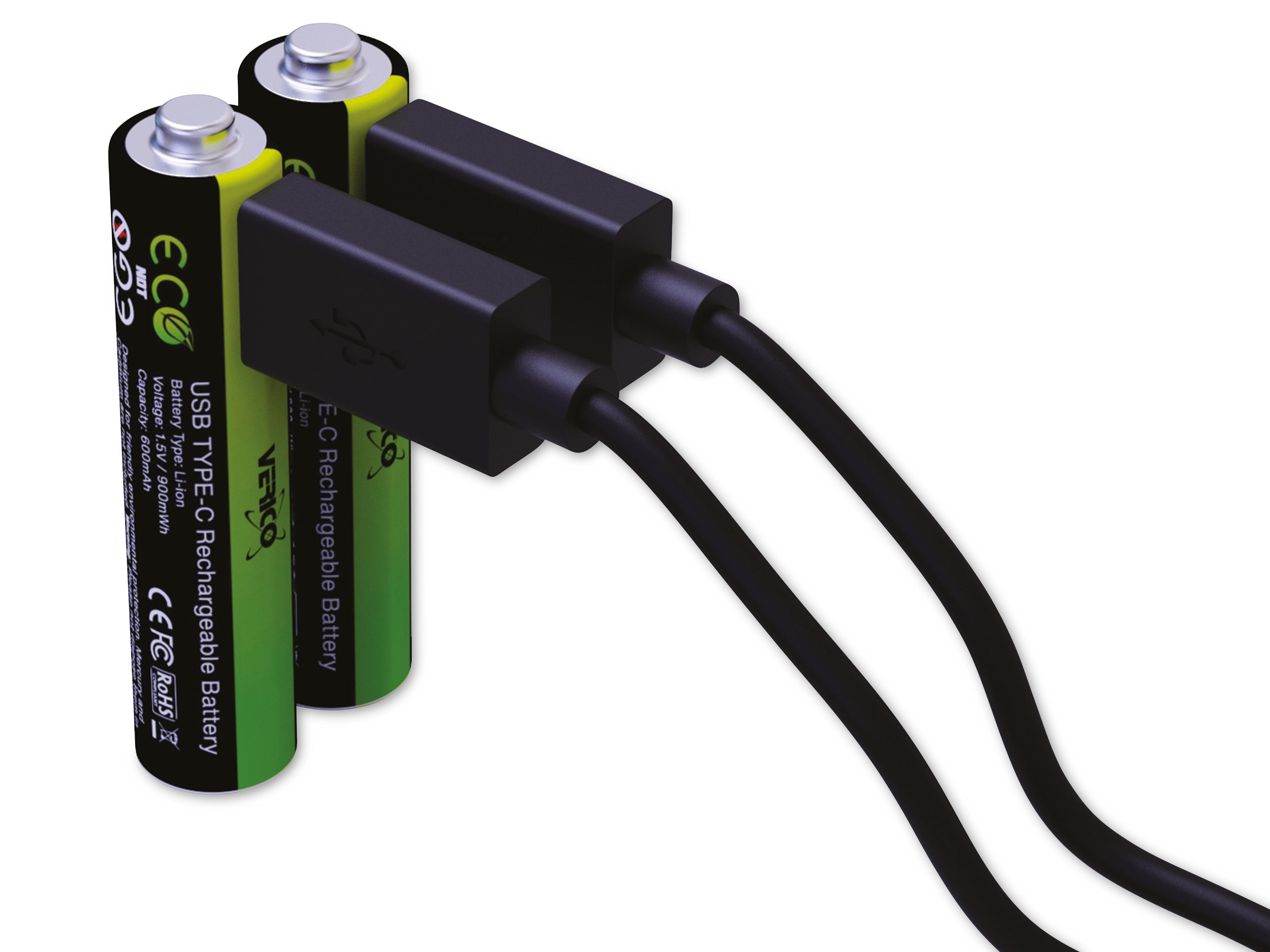 Pack AAA, USB-C Li-Ion-Akku mit Buchse, Lithium-Ionen Akku VERICO Energy 2er Loop