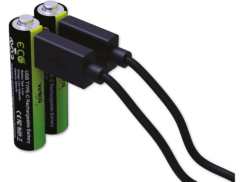 VERICO Li-Ion-Akku Loop Energy AAA, mit USB-C Buchse, 2er Pack Lithium-Ionen Akku