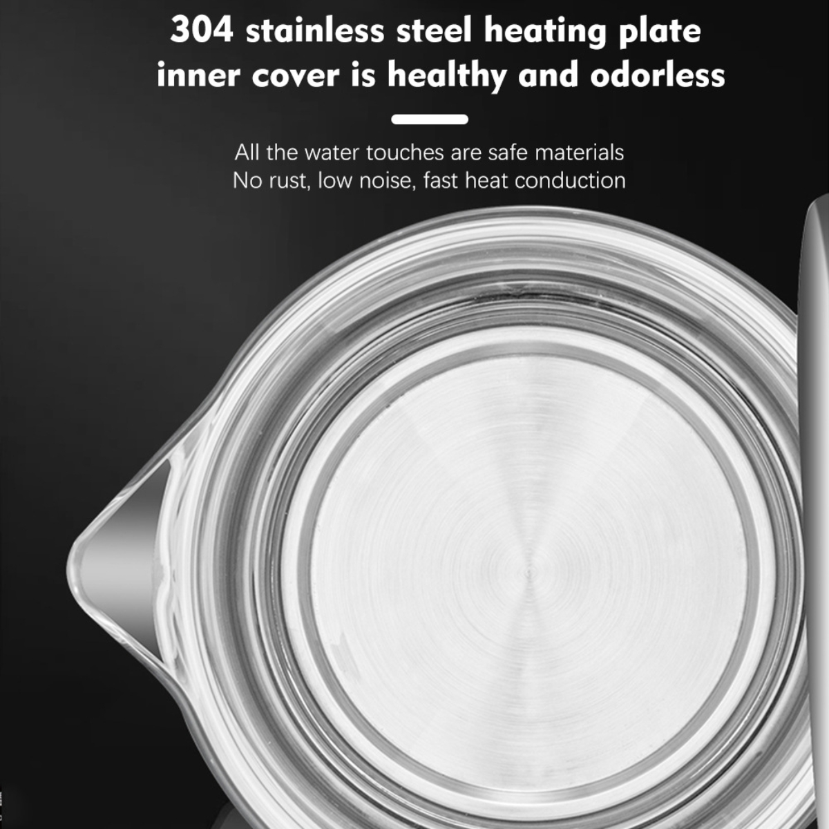 Anti-Trocken-Kochen Wasserkocher Glasfenster schneller Kessel Elektrischer Wasserkocher, schwarz BYTELIKE