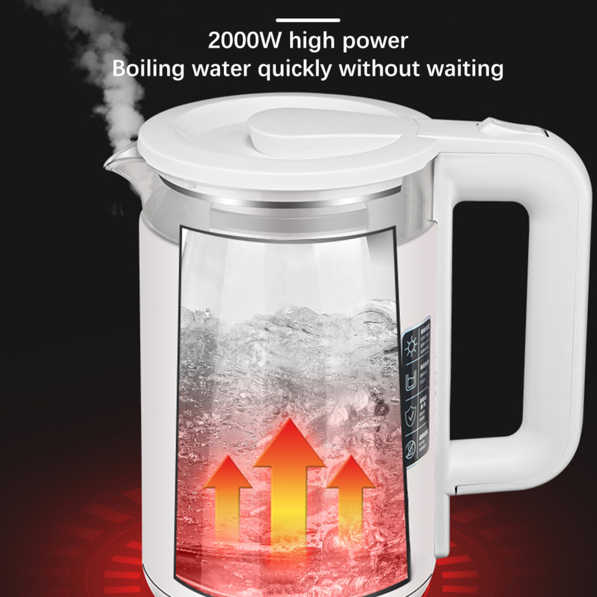 BYTELIKE Elektrischer Wasserkocher Anti-Trocken-Kochen schneller Wasserkocher, schwarz Kessel Glasfenster