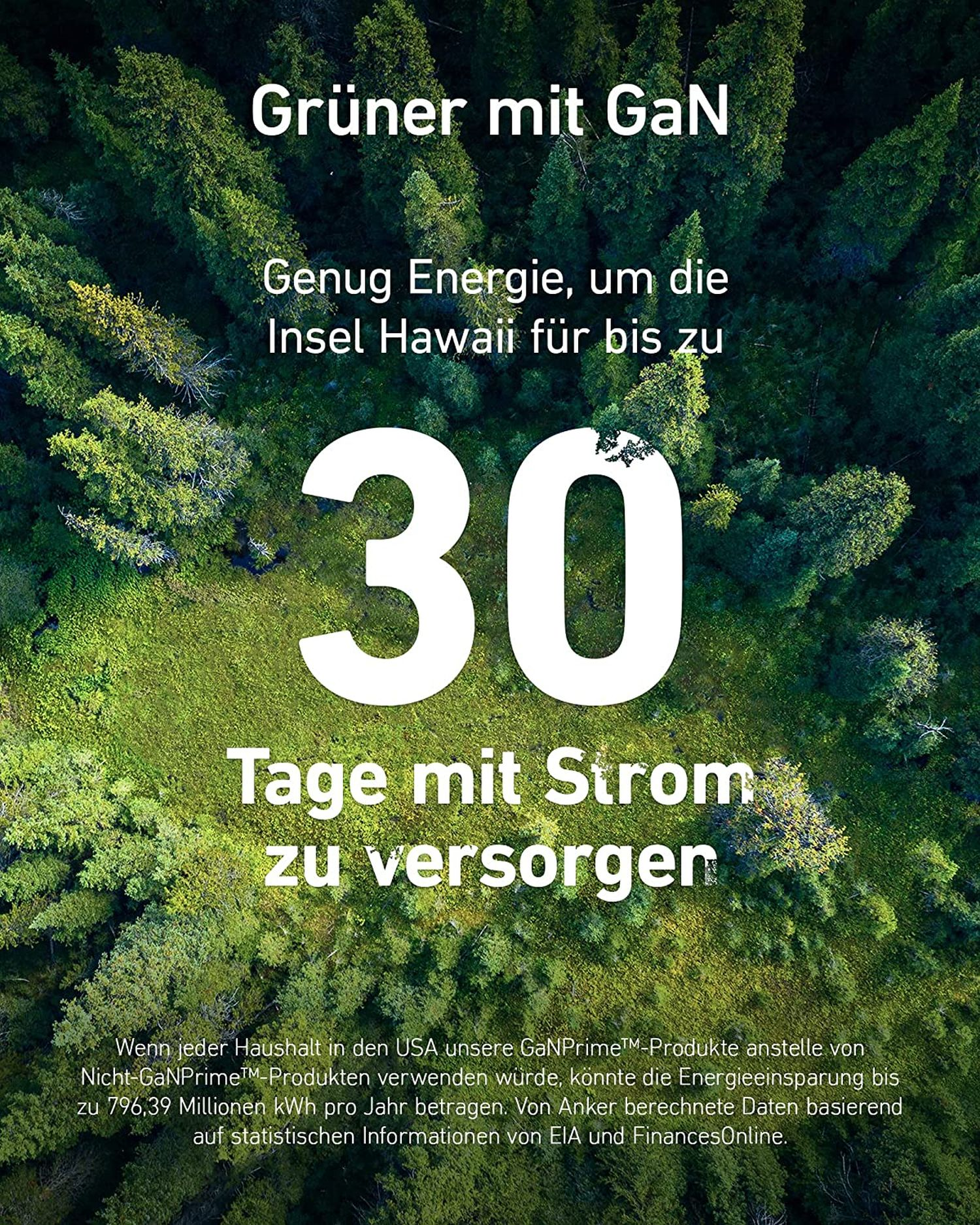 Una pubblicità con testo sull'utilizzo della tecnologia verde per alimentare le Hawaii per 30 giorni.