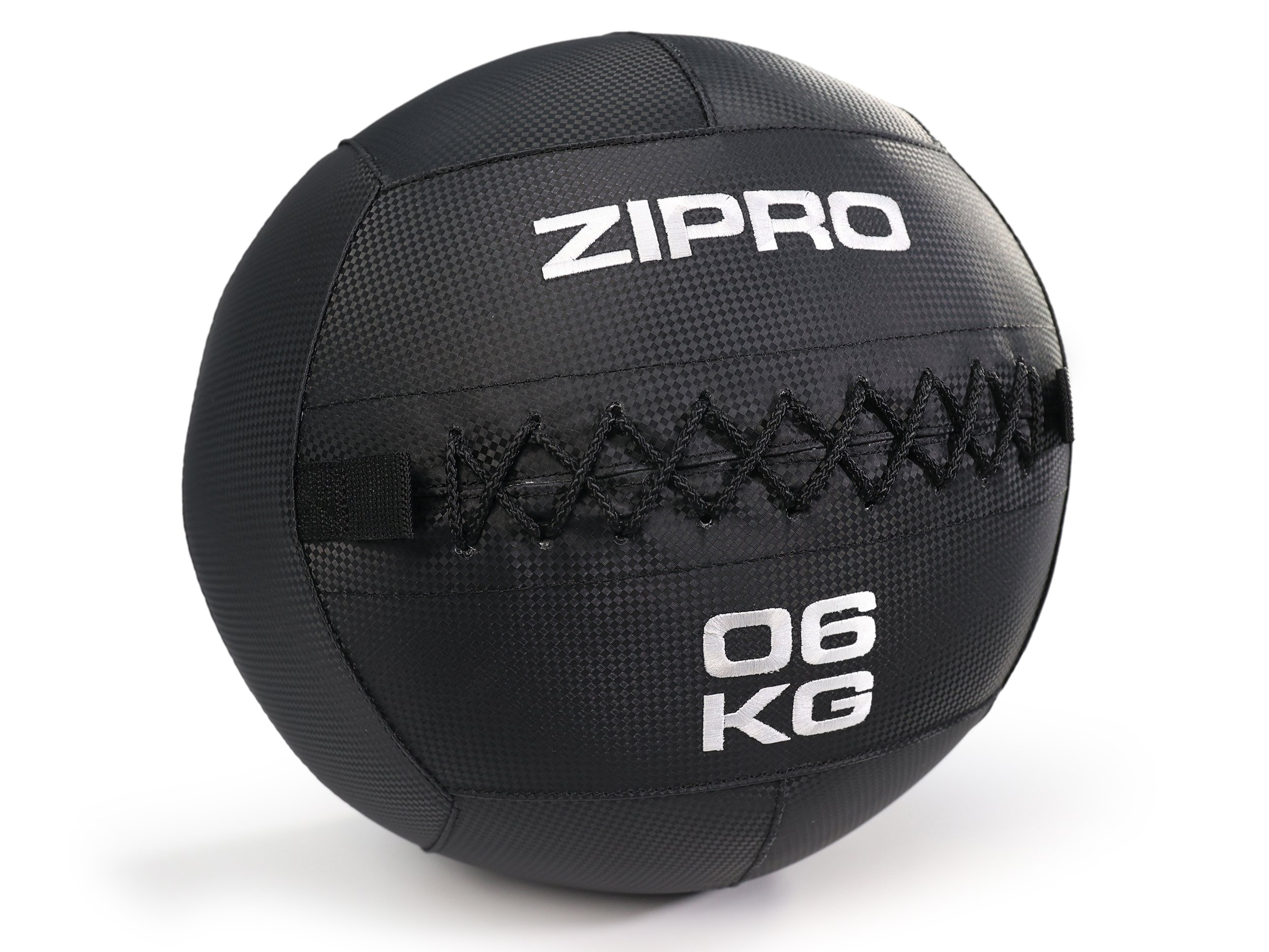 Schwarzer Medizinball, weißer Zipro-Text und 06 KG-Gewichtsangabe.