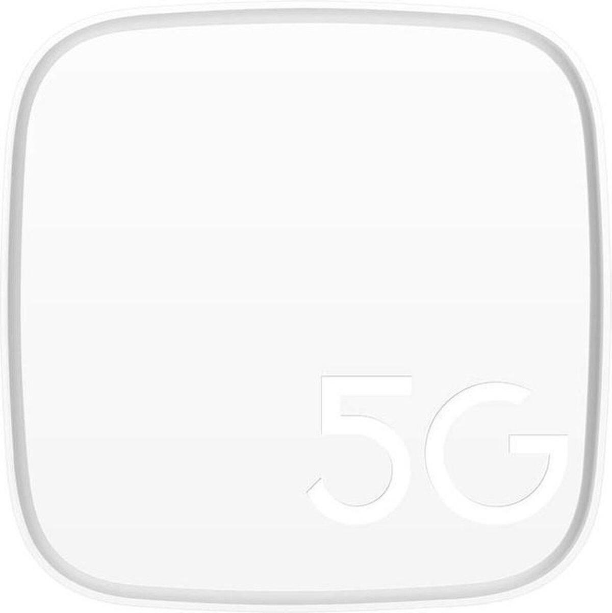 Biały kwadrat z symbolem 5G pośrodku.