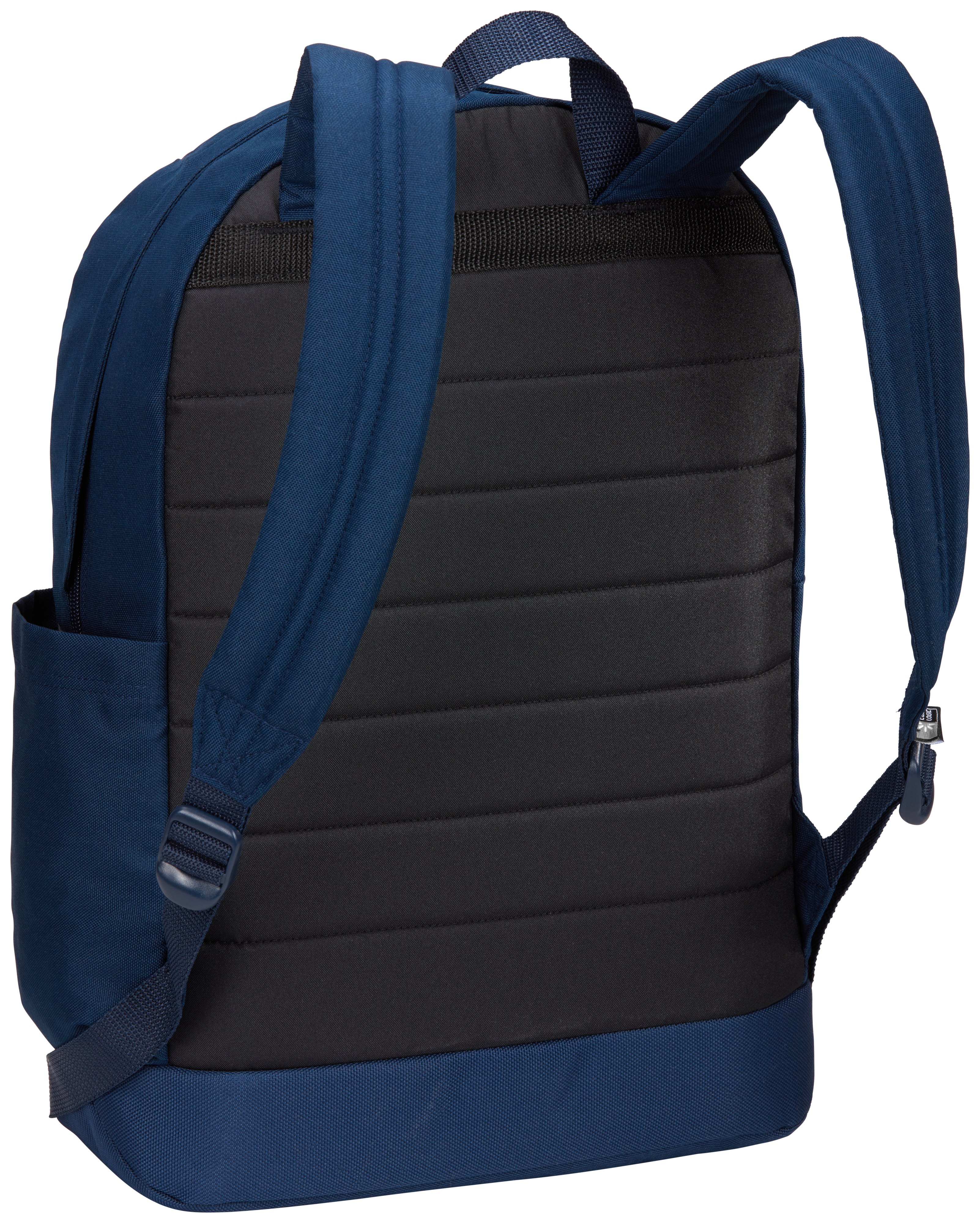 Marineblauer Rucksack mit gepolstertem Rücken und Trägern.