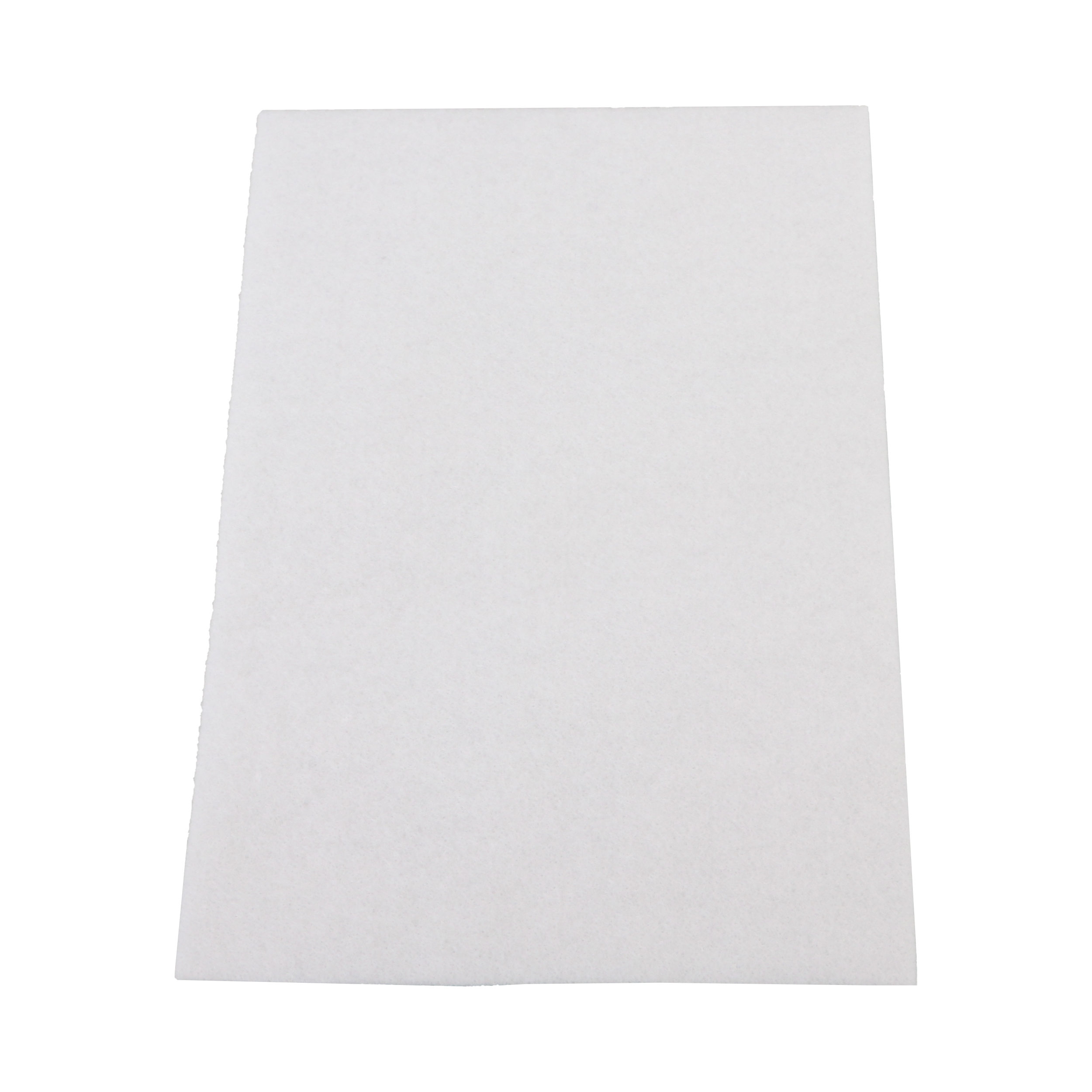 Ein weißes rechteckiges Blatt Papier, isoliert auf weißem Hintergrund.