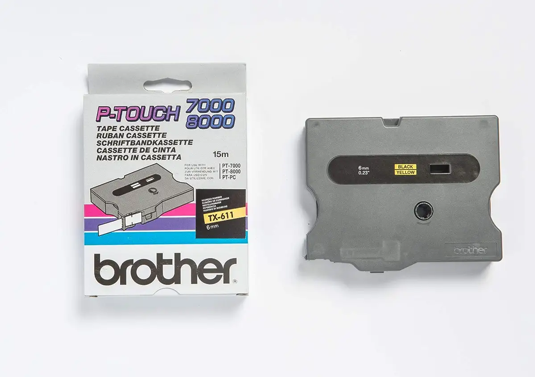 BROTHER Brother Schwarz (TX-611) gelb schwarz P-Touch Original Farbband Schriftband auf