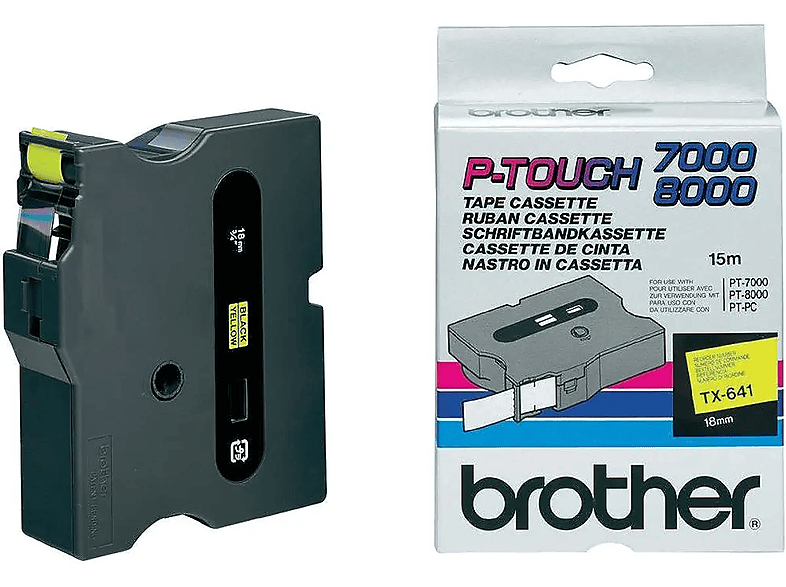  BROTHER  Brother Original P-Touch Farbband schwarz auf gelb (TX-641) Schriftband Schwarz