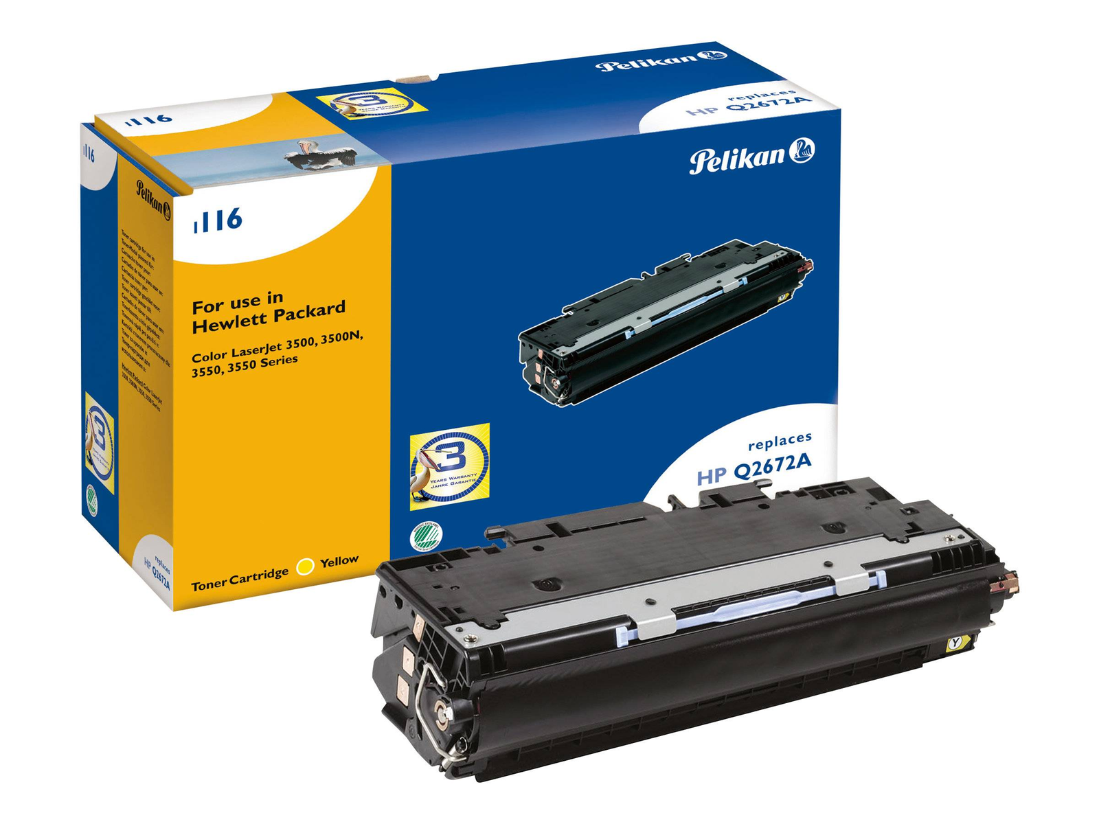 Eine Pelikan-Tonerpatronenbox und eine schwarze Tonerkartusche.