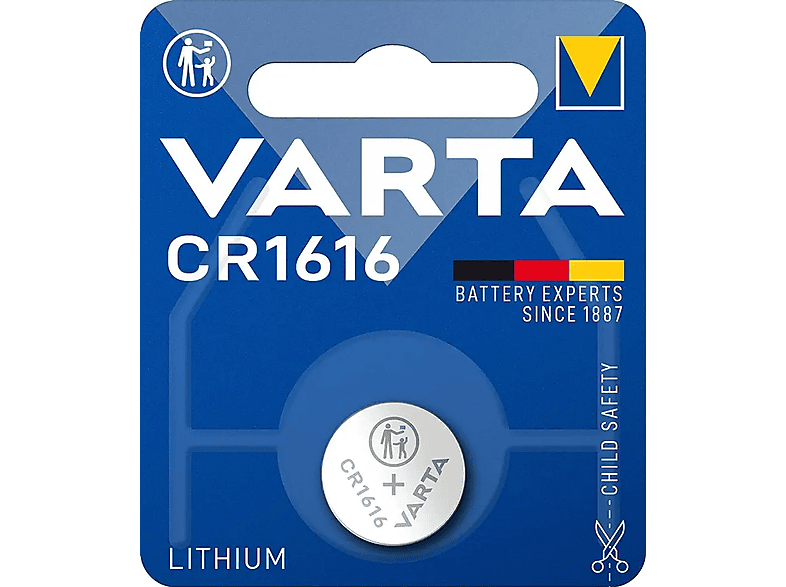 VARTA Electronics CR1616 Lithium Knopfzelle 3V (1er Blister) Mando Distancia Knopfzelle, Li-MnO2, 3 Volt, 0.055 Ah 1 Stück