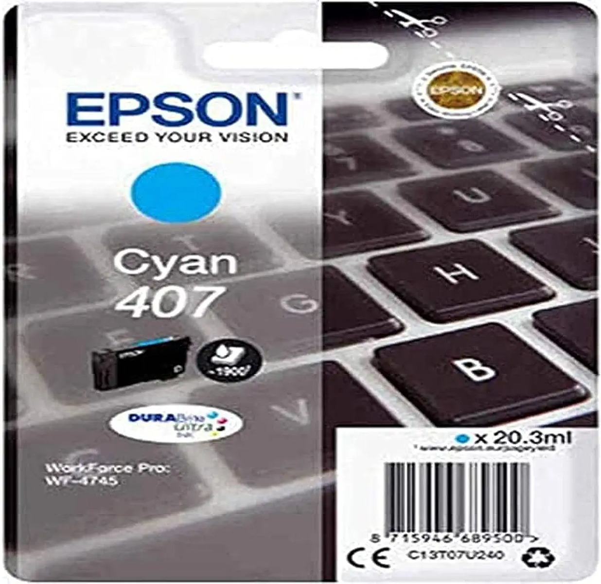 EPSON 407 Tinte cyan (C13T07U240)