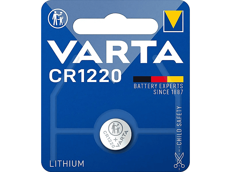 VARTA Electronics CR1220 Lithium Knopfzelle 3V (1er Blister) Mando Distancia Knopfzelle, Li-MnO2, 3 Volt, 0.035 Ah 1 Stück