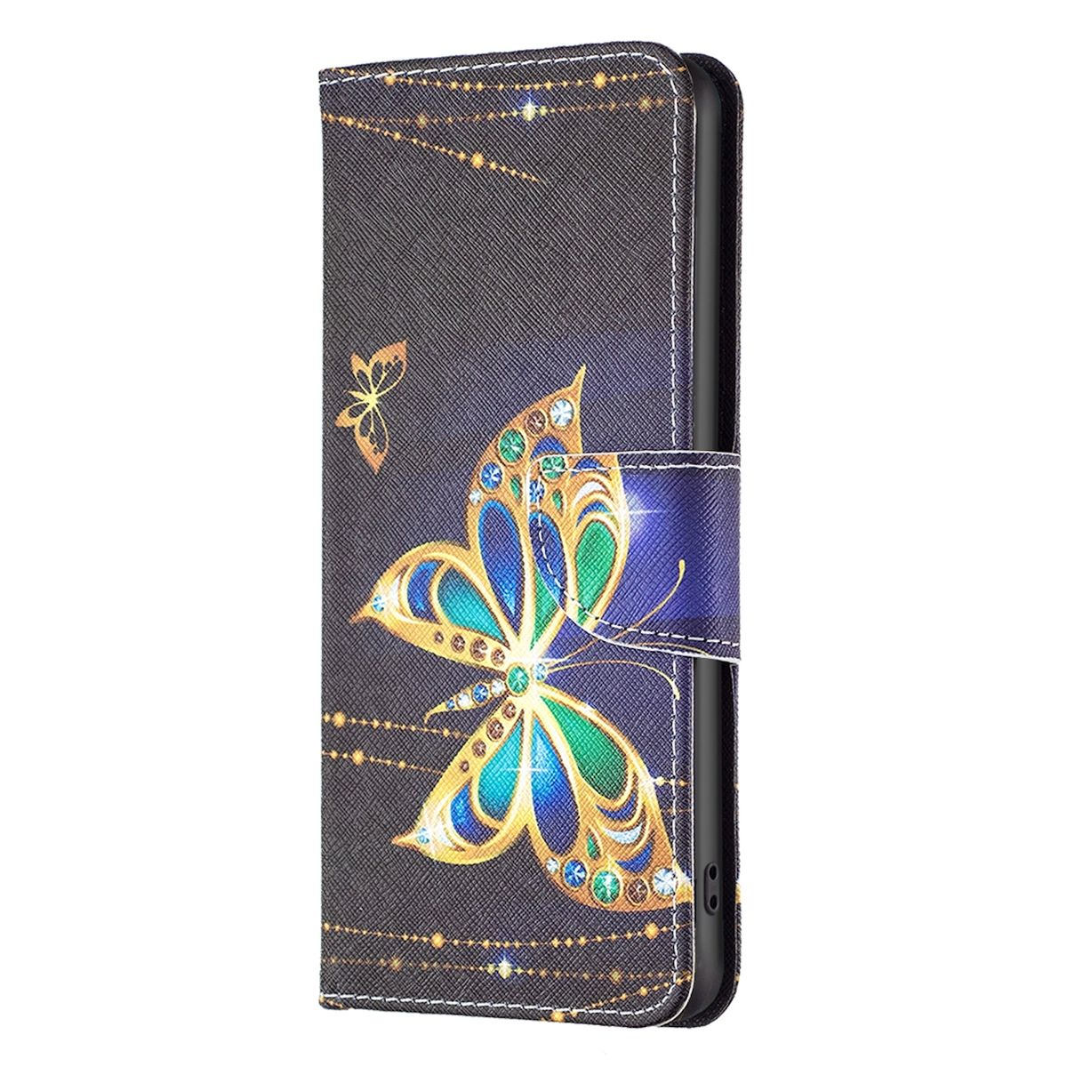 WIGENTO Book Case Muster mit Samsung, S23 & Druck Fach, Galaxy FE, Etuis Schwarz Kreditkarten Bookcover, Motiv