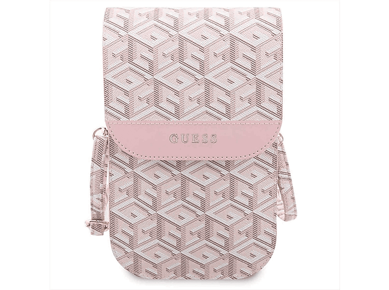 GUESS Universell Pink Cover GCube für Stripe Handyhülle Umhängetasche Kunstleder, Full