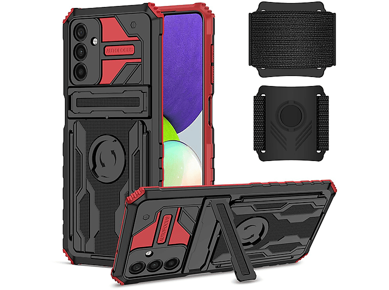 WIGENTO Shockproof Samsung, mit Rot 5G, Galaxy Armband, A54 Armor Backcover, Hülle