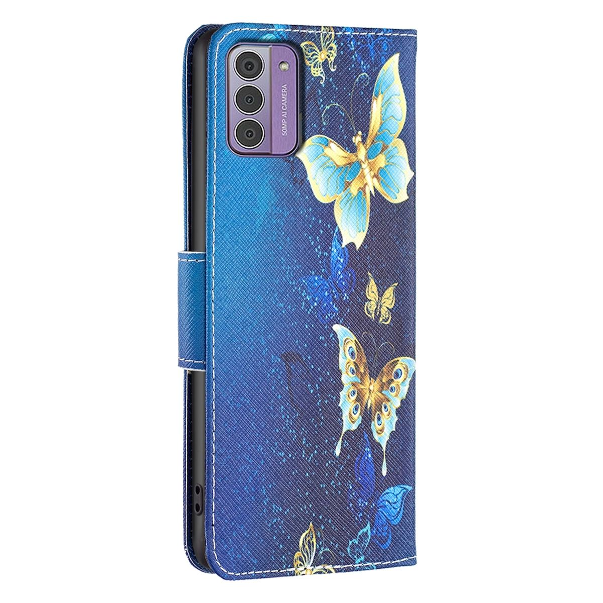 Bookcover, Muster Book Motiv Druck Fach, Kreditkarten Tasche Wallet & Nokia, Geld G42, mit / Blau WIGENTO