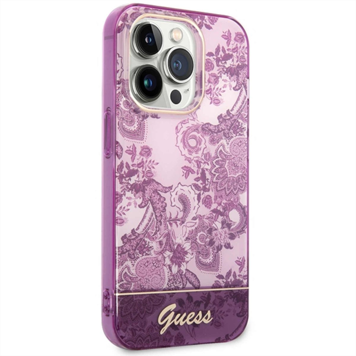 GUESS Design Muster TPU / Leder 14 PU Backcover, Apple, PC / iPhone Hülle, Pro, Lila