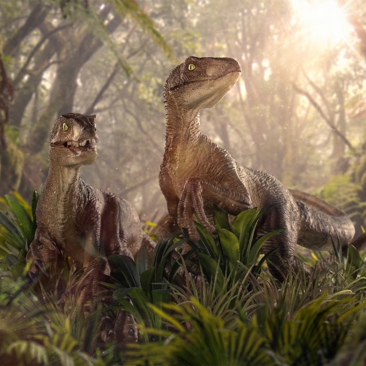 IRON STUDIOS Jurassic Park The Sammelfigur Statue Deluxe - 1/10 Raptors Two Just