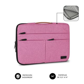 Maletín para portátil - SUBBLIM Air Padding 360 Sleeve 13.3-14", 14 ", Textil, rosa