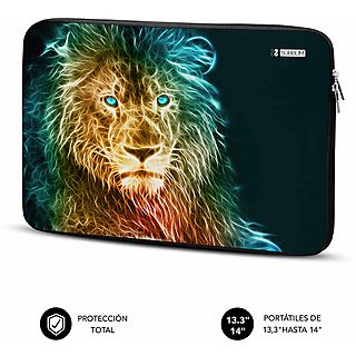 Funda portátil - SUBBLIM Trendy Sleeve Neo Lion, 14 ", Neopreno, Negro