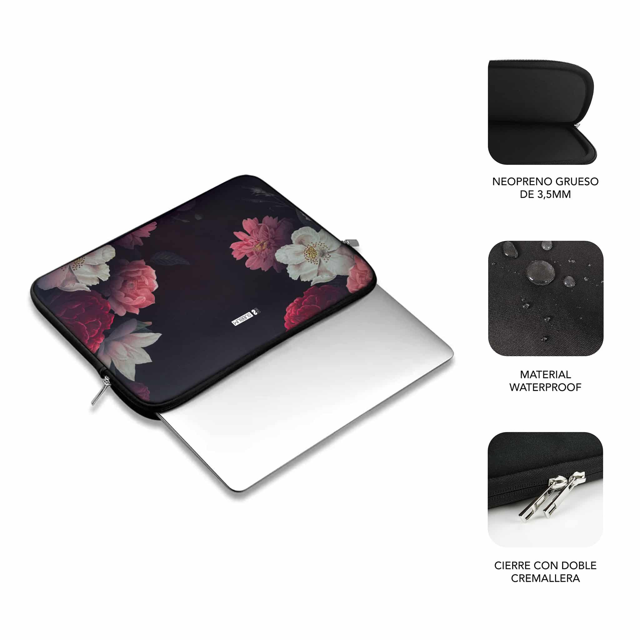 Funda portátil SUBBLIM Trendy Sleeve Neo Flowers 15,6