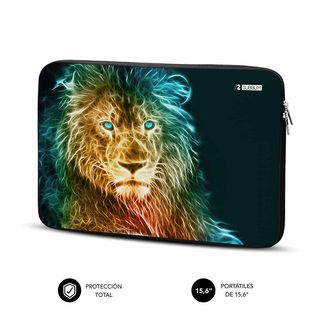 Funda portátil - SUBBLIM Trendy Sleeve Neo Lion 15.6", 15,6 ", Neopreno, Negro