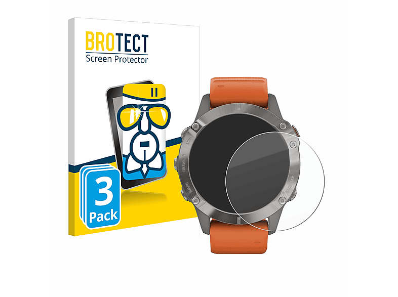 BROTECT 3x Airglass klare Schutzfolie(für Garmin Fenix 6 Pro Solar)