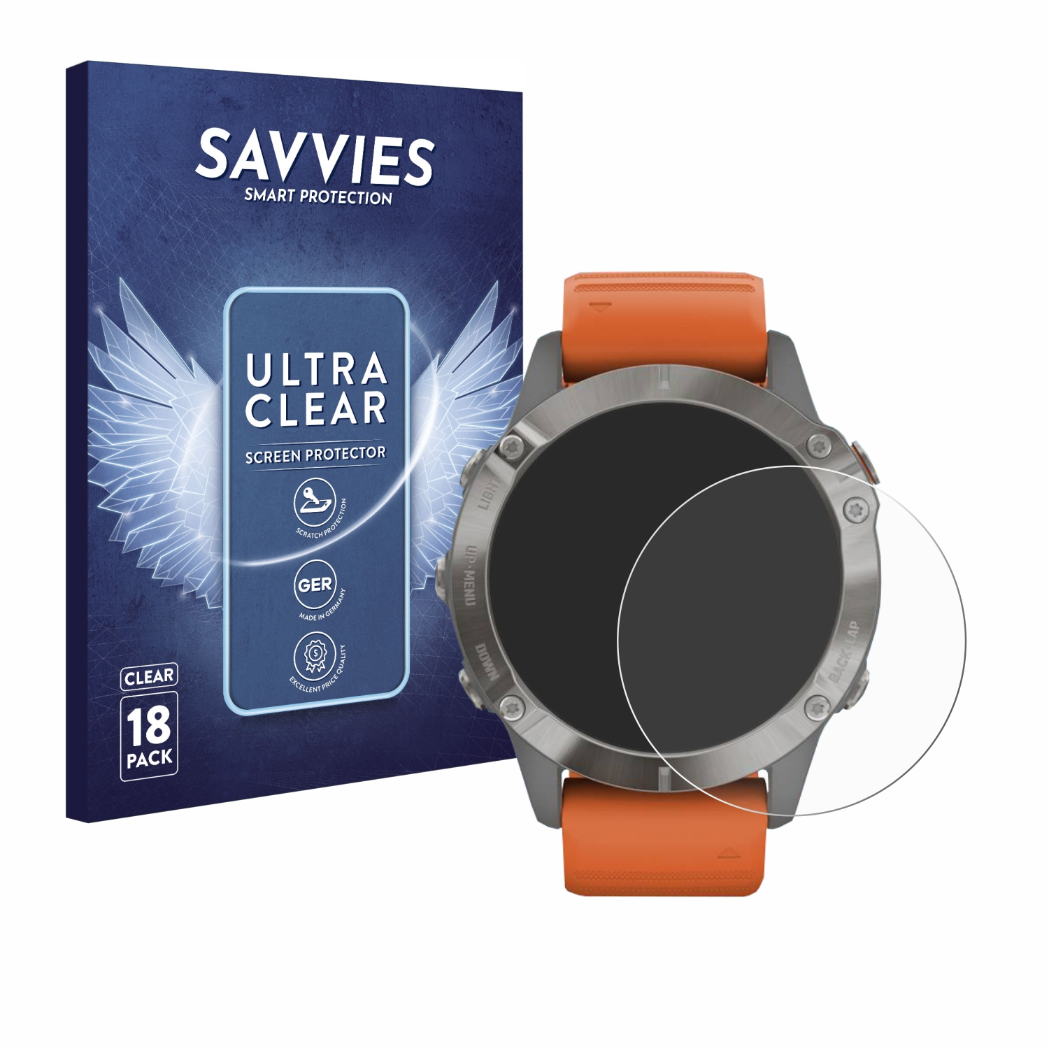 SAVVIES 18x klare Schutzfolie(für Garmin 6 Solar) Pro Fenix