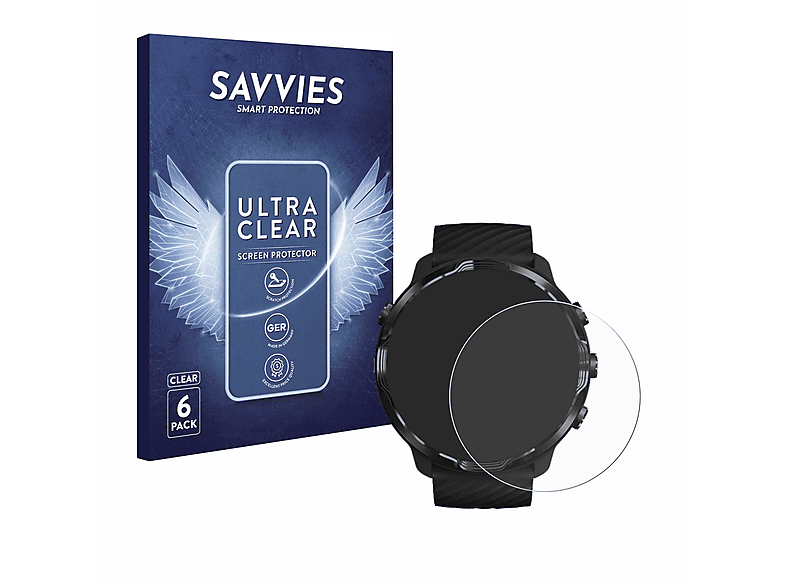 6x SAVVIES Schutzfolie(für klare Suunto 7)