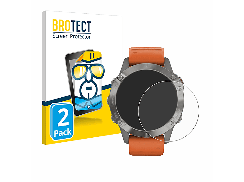 BROTECT 2x klare Schutzfolie(für Garmin Fenix 6 Pro Solar)