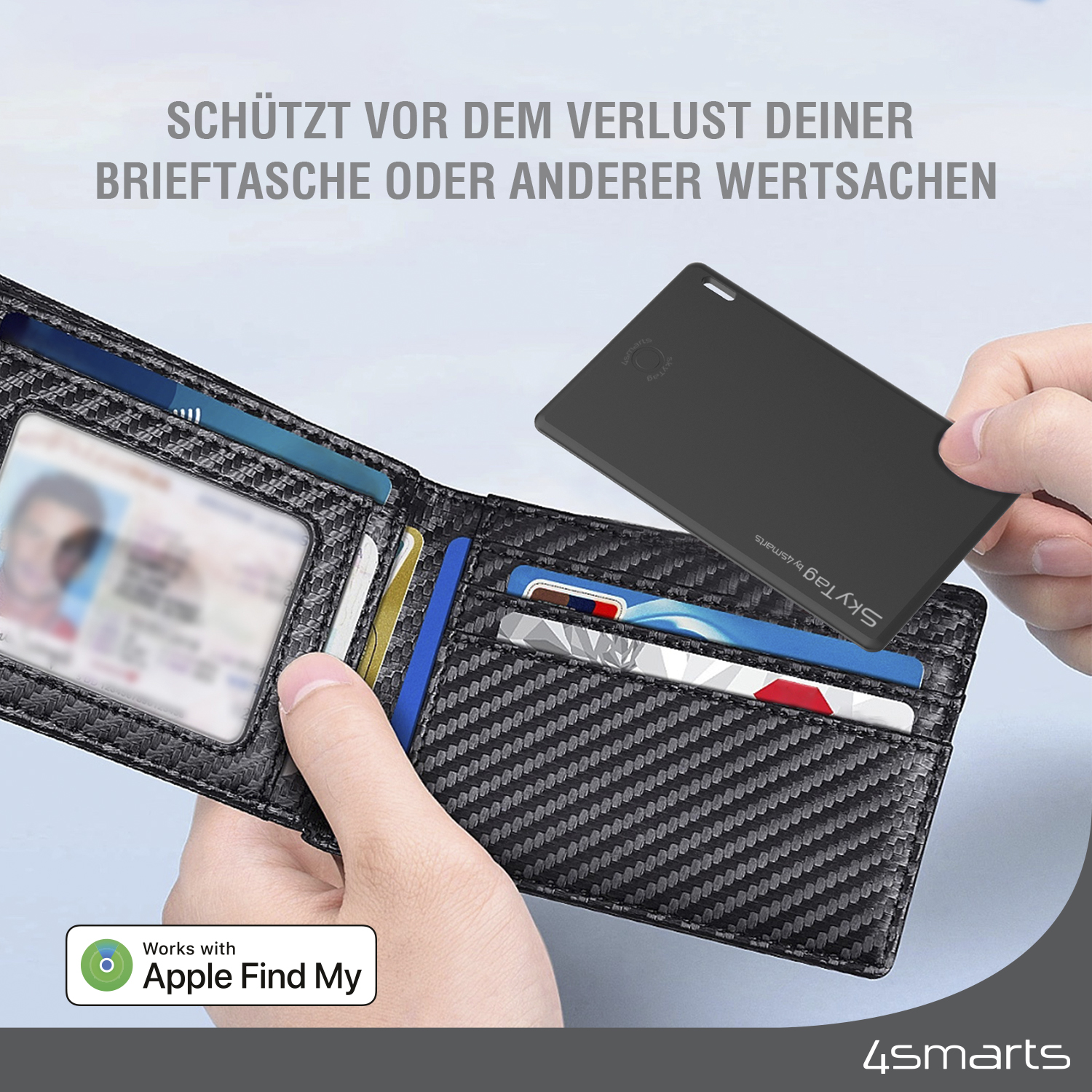 4SMARTS Schwarz Set Wallet SkyTag Bluetooth 2er Tracker,
