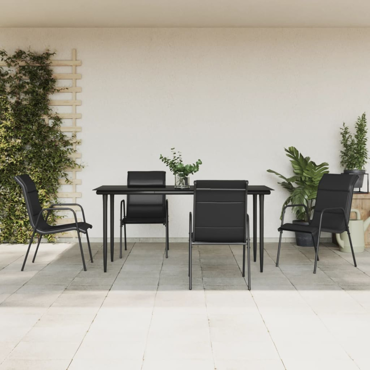 Gartentisch- Stuhlset, Schwarz und VIDAXL 3200706