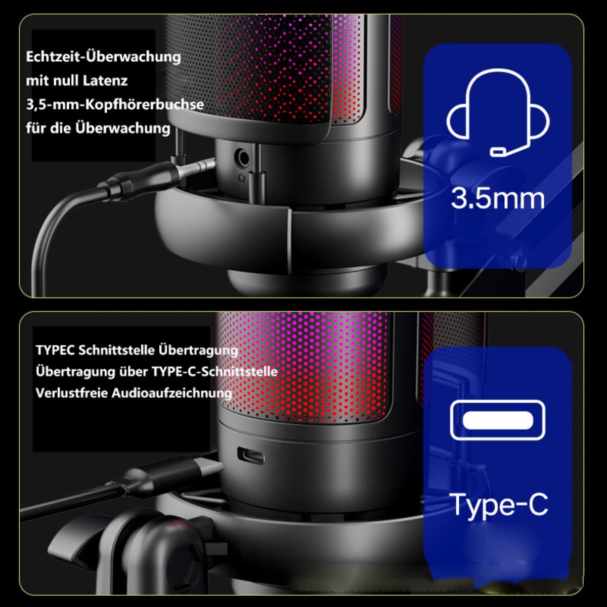 BYTELIKE Gaming-Mikrofon USB-Mikrofon werden Live-Gesangsaufnahmen kann USB verwendet Weiß für Mikrofon