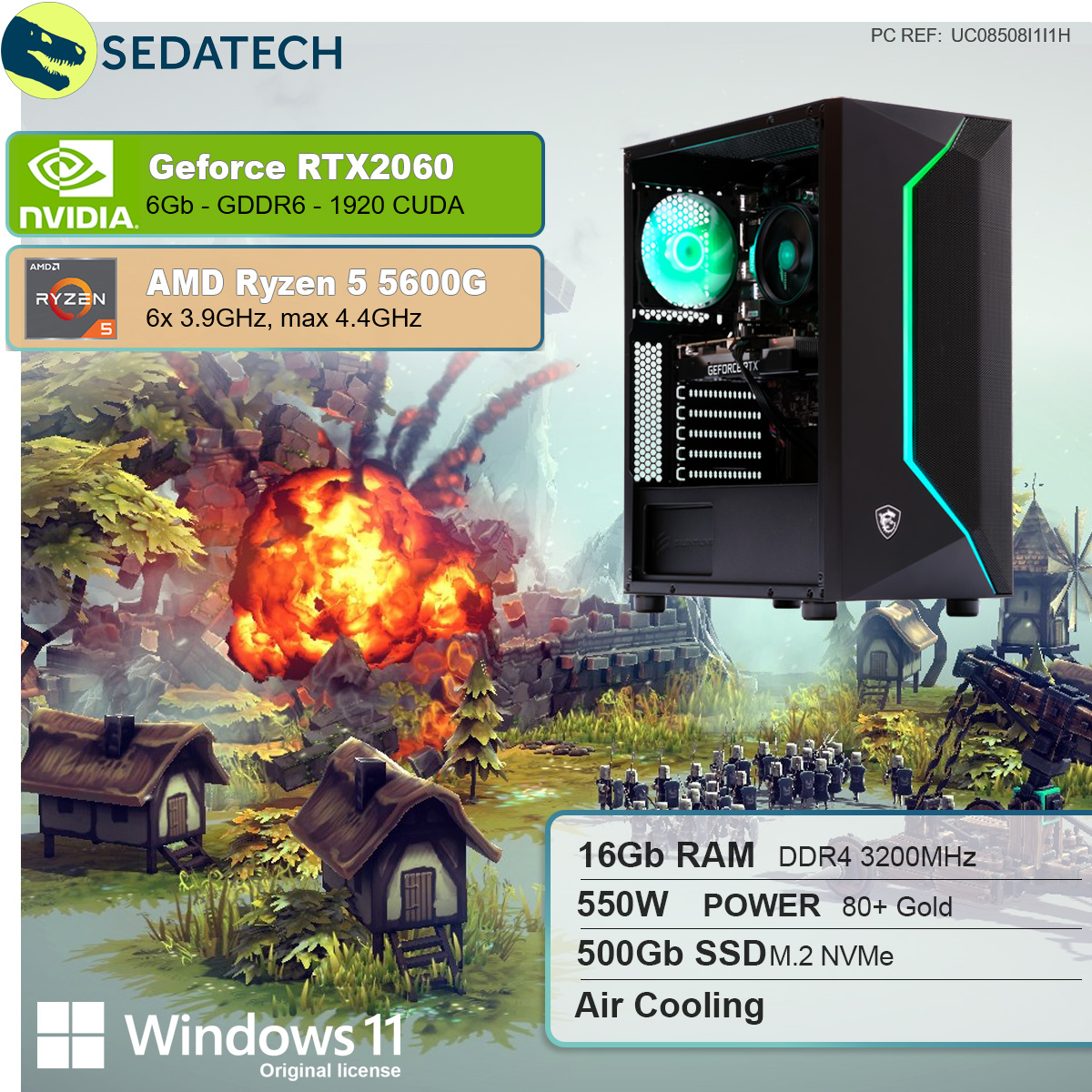 NVIDIA 5 RTX™ PC SEDATECH SSD, RAM, AMD 11 mehrsprachig, Ryzen Prozessor, mit Home 5600G, Gaming 2060, GB GeForce Ryzen™ 16 Windows GB GB 6 5 500 AMD