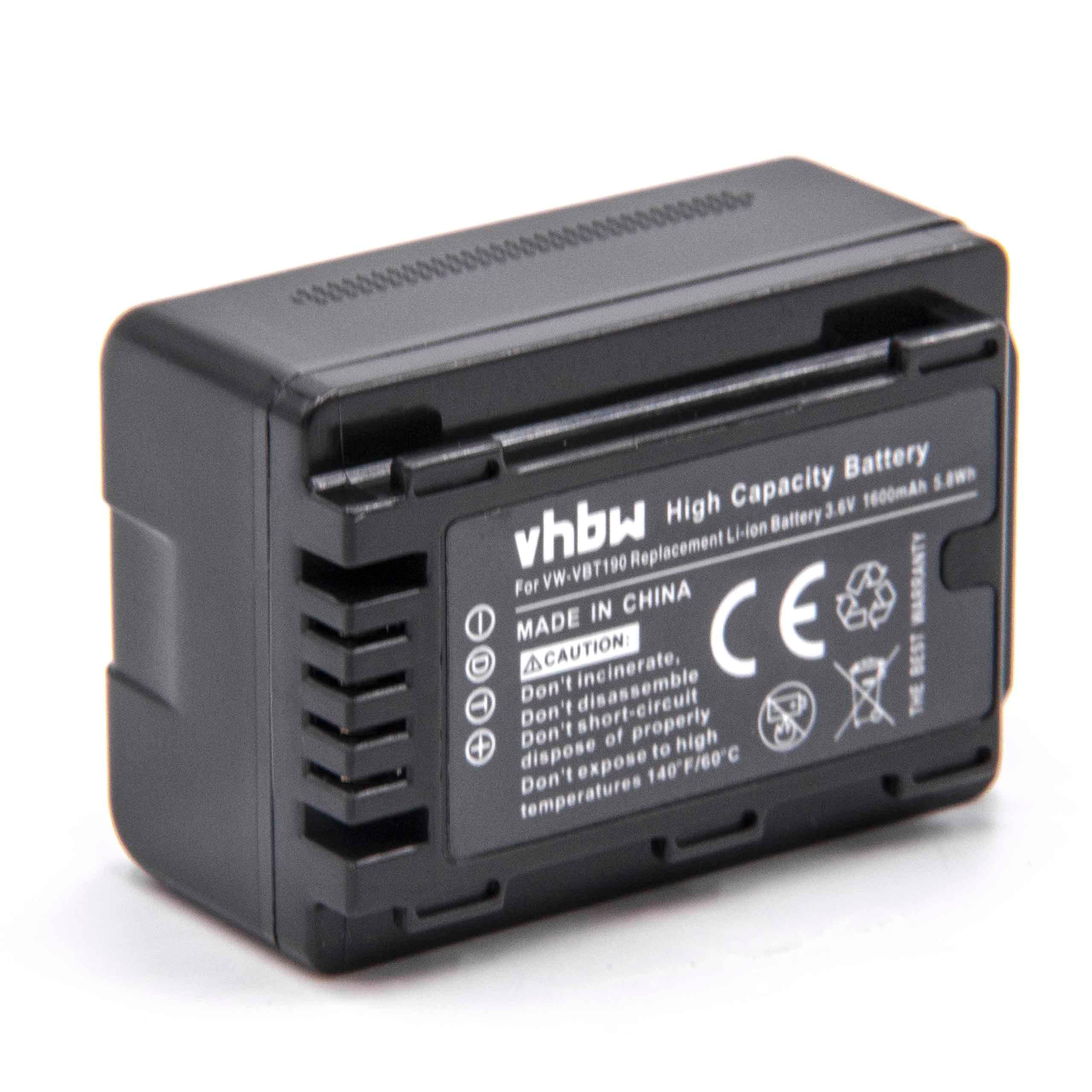 Videokamera, HC-W850EB, kompatibel - 1600 Volt, VHBW VXF-999, mit Panasonic HC-WX979 Li-Ion Akku 3.6