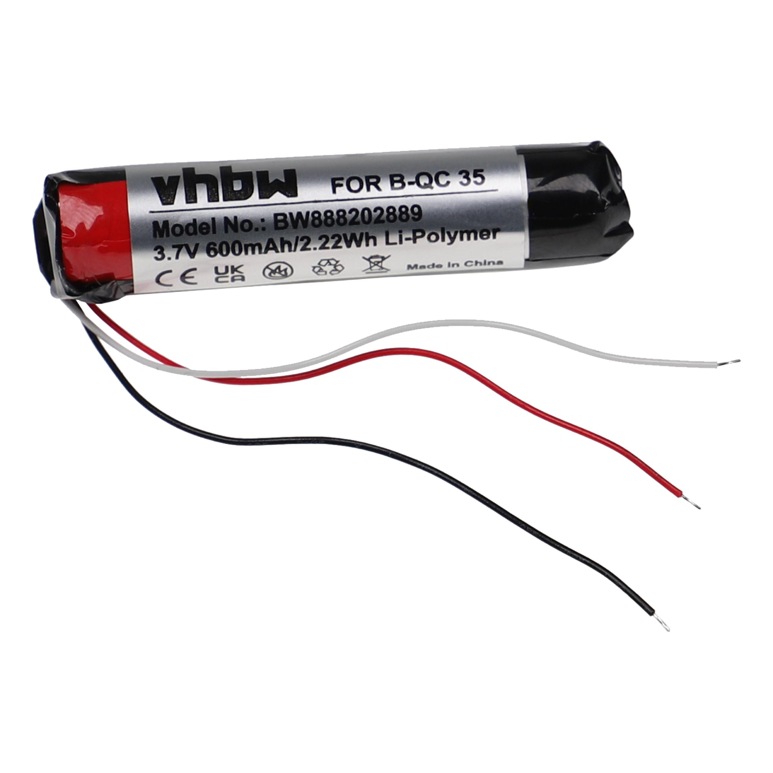 Eine schwarze Batterie mit roten, schwarzen und weißen Drähten, auf weißem Hintergrund.
