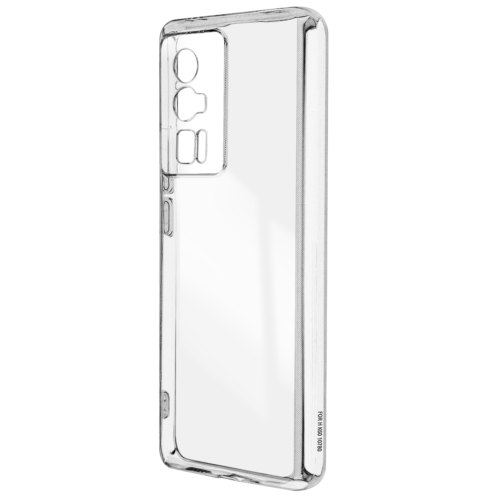 Custodia trasparente per telefono. Plastica trasparente, con fori per fotocamera. Testo: FOR VIVO IQOO 10 PRO.