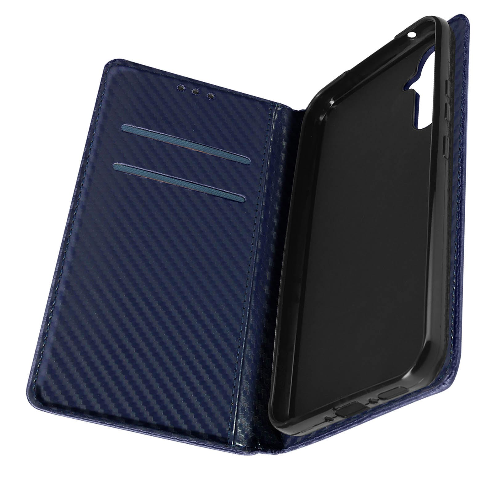 AVIZAR Carbon Bookcover, Galaxy Samsung, A34 Series, Blau 5G