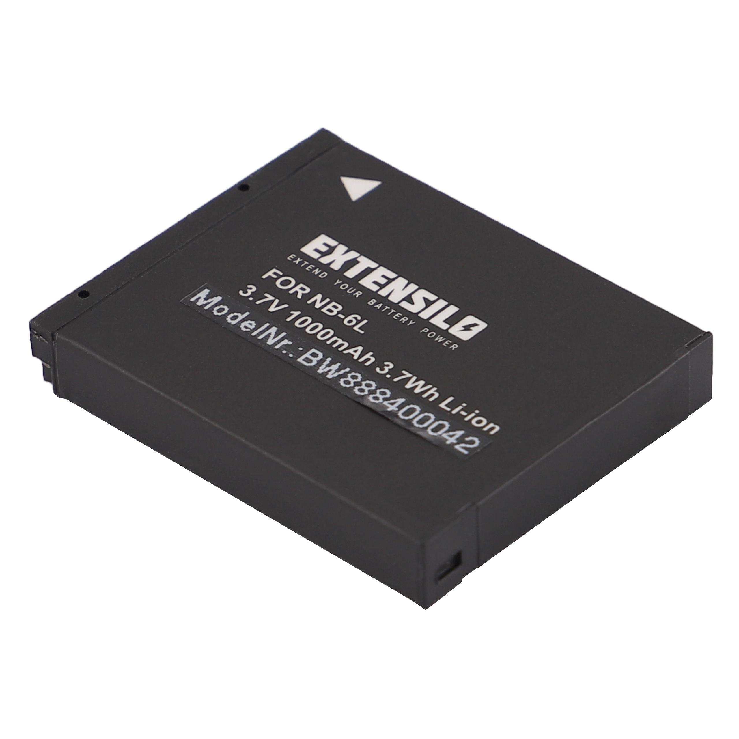 Schwarze rechteckige Batterie mit Text, einschließlich 'EXTENSILO' und '3,7 V 1000 mAh'. Modell Nr.: BW88400042 steht auf der Batterie.