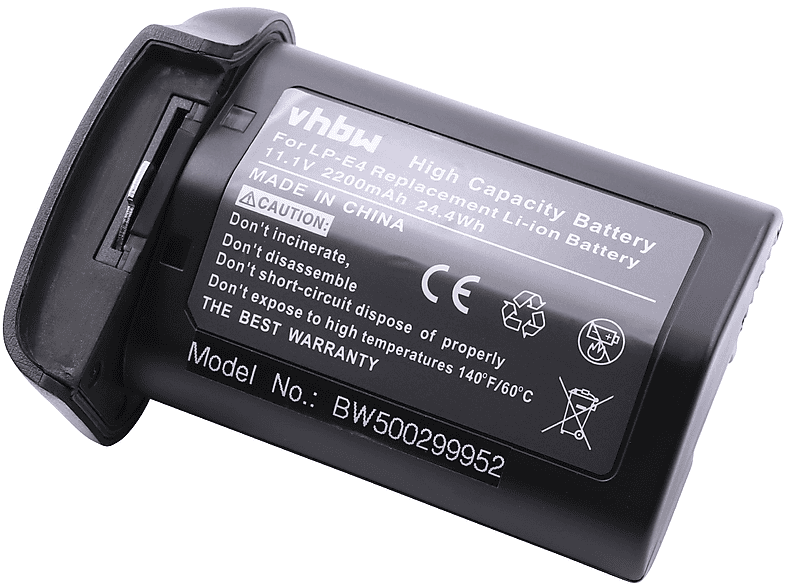 VHBW kompatibel mit Canon EOS 1D Mark III, 1Ds Mark III, 1D Mark IV, 1D X Li-Ion Akku - Kamera, 11.1 Volt, 2200