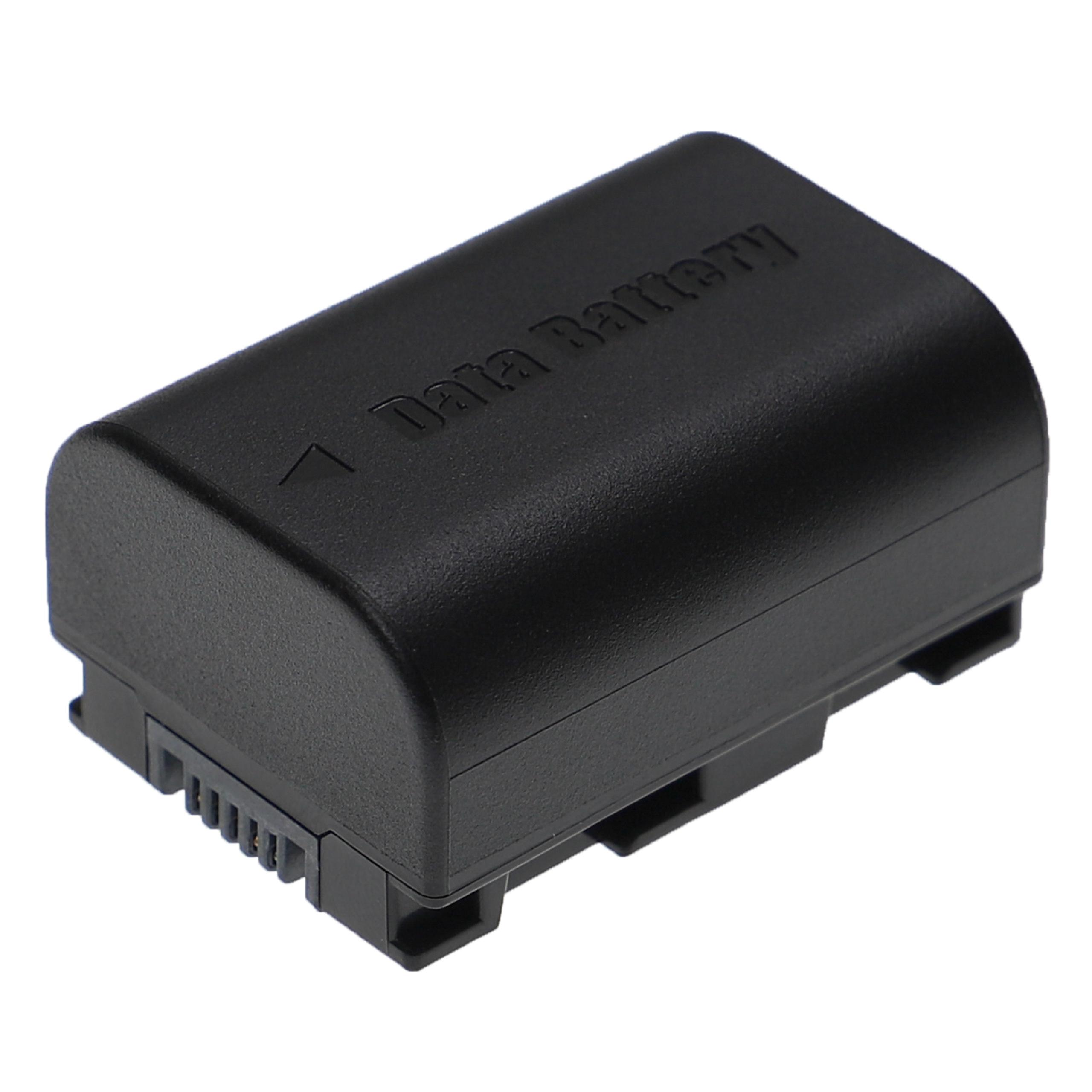 Schwarzer Kameraakku auf weißem Hintergrund, mit der Aufschrift 'Data Battery'.
