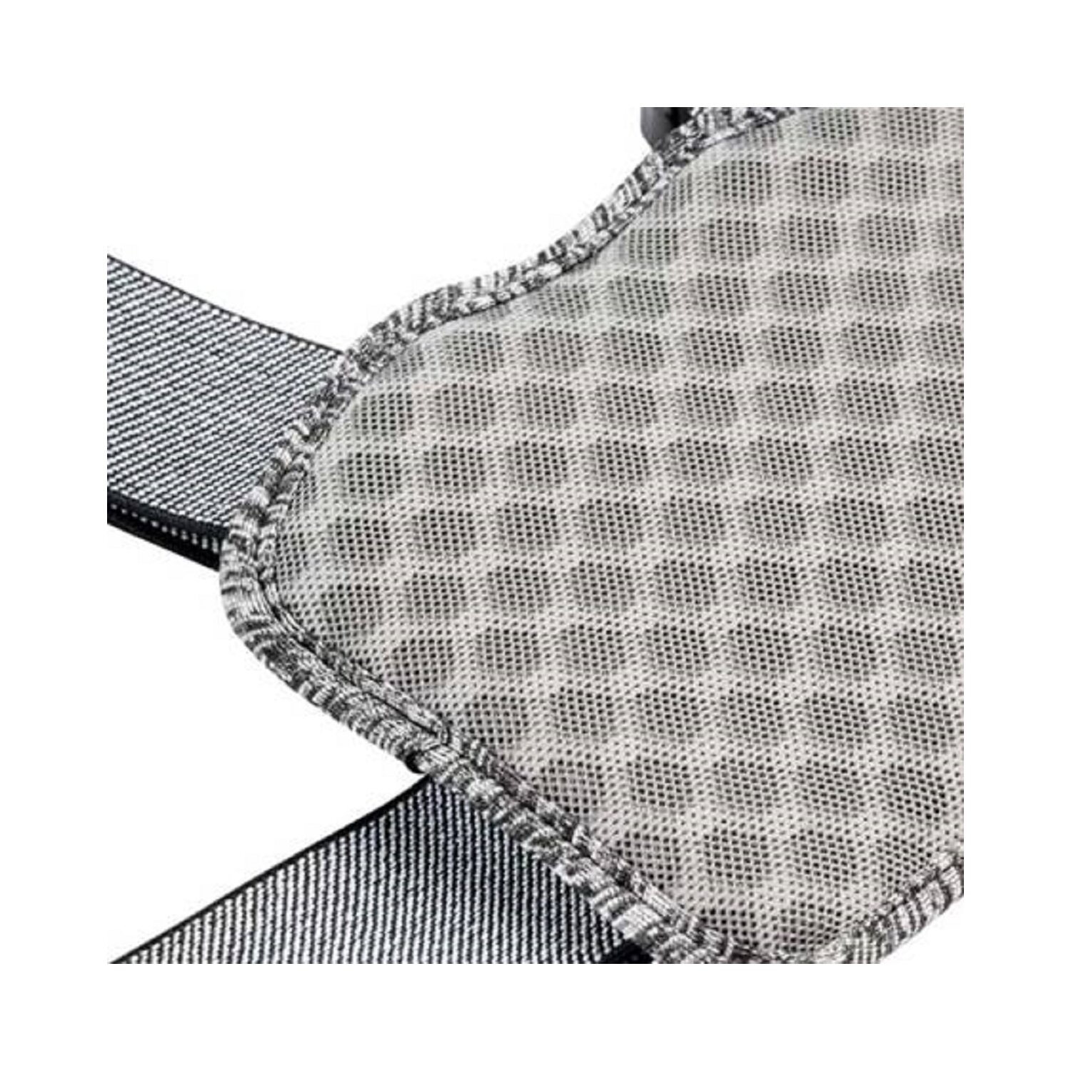 Nahaufnahme eines grau-weißen Mesh-Materials.