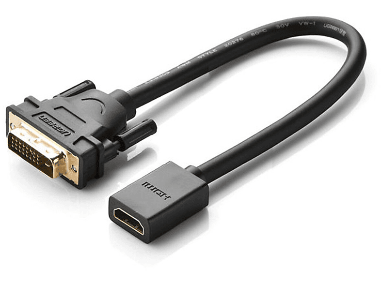UGREEN - DVI (weiblich) Schwarz 0,15m (männlich) Kabeladapter, HDMI