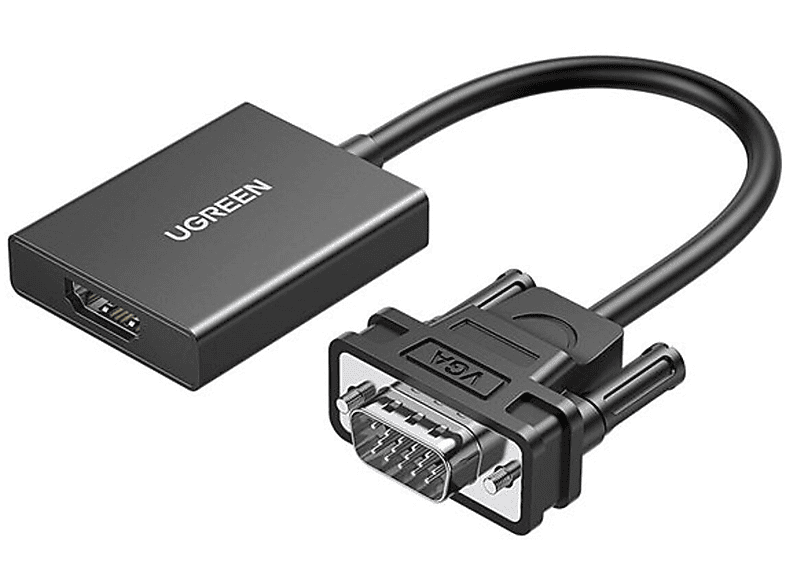 UGREEN VGA (männlich) - HDMI (weiblich) 0,15m Kabeladapter, Schwarz