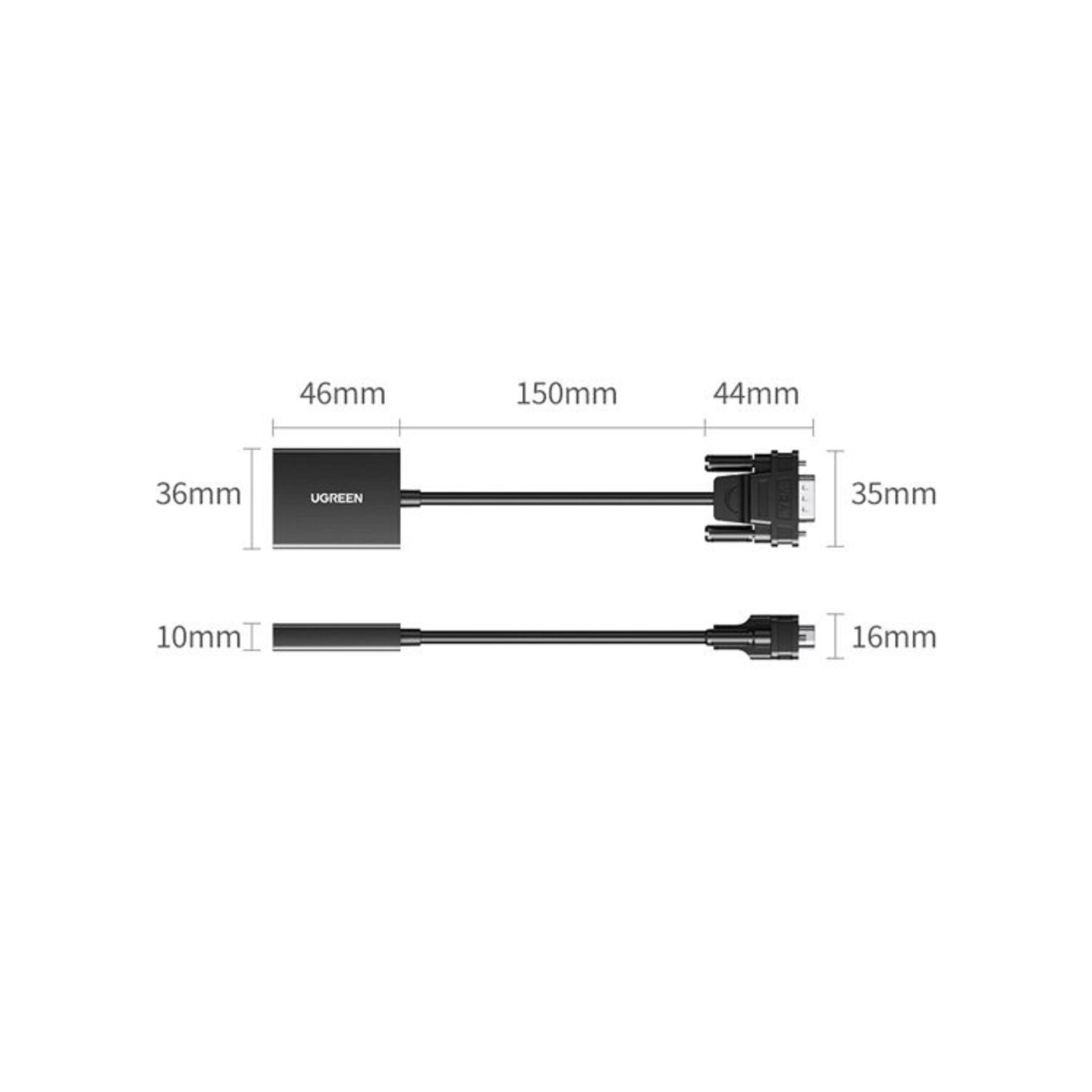 HDMI UGREEN - Kabeladapter, (weiblich) Schwarz (männlich) VGA 0,15m
