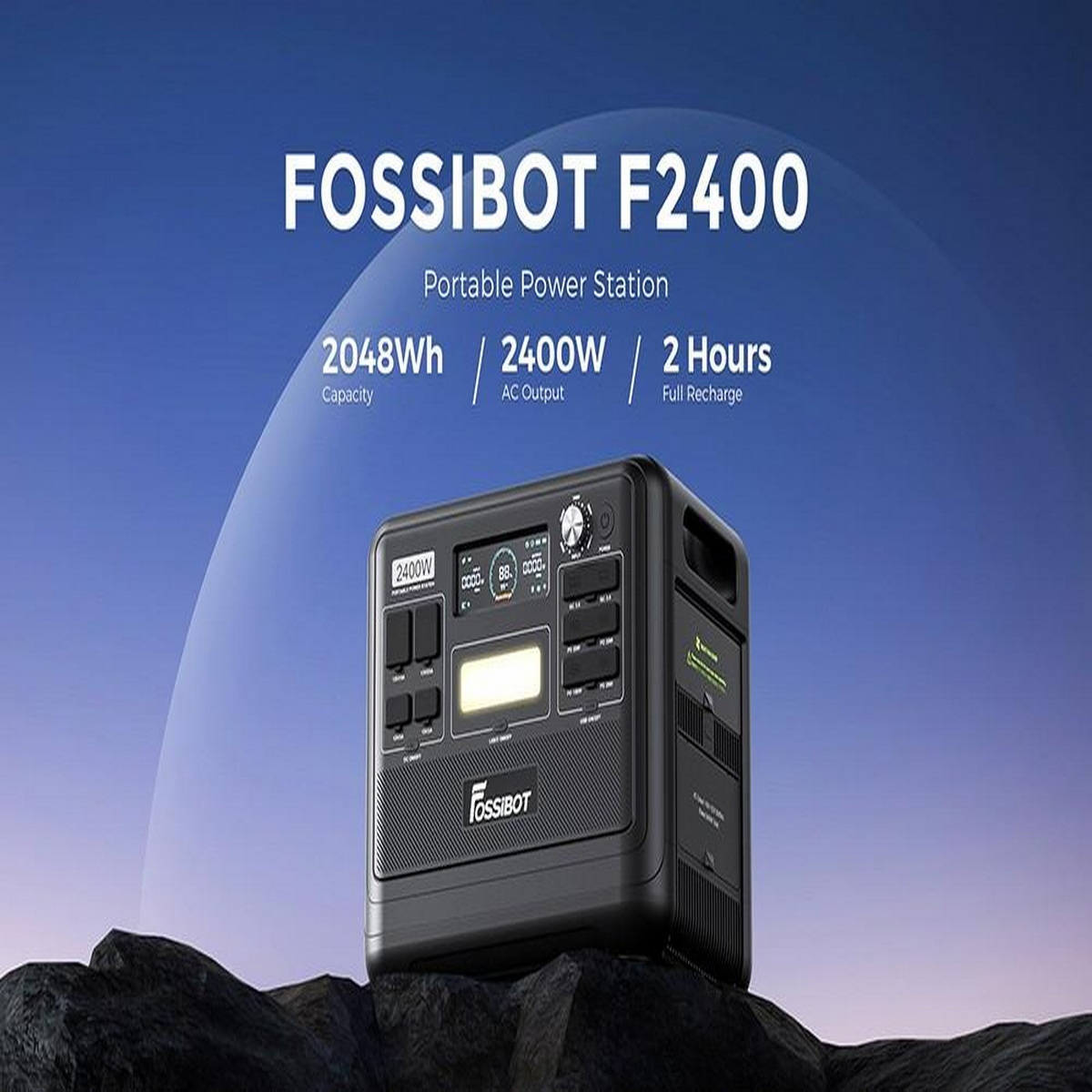 Schwarz F2400 FOSSIBOT 2048Wh Stromzeuger