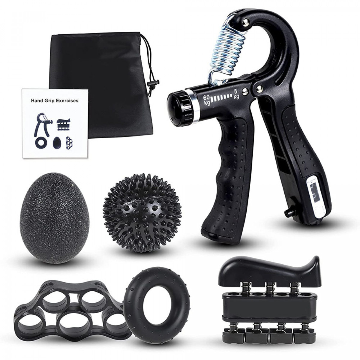 INF Trainingsgeräte für und Finger- Handtraining Teile 6 Schwarz Mini-Hometrainer
