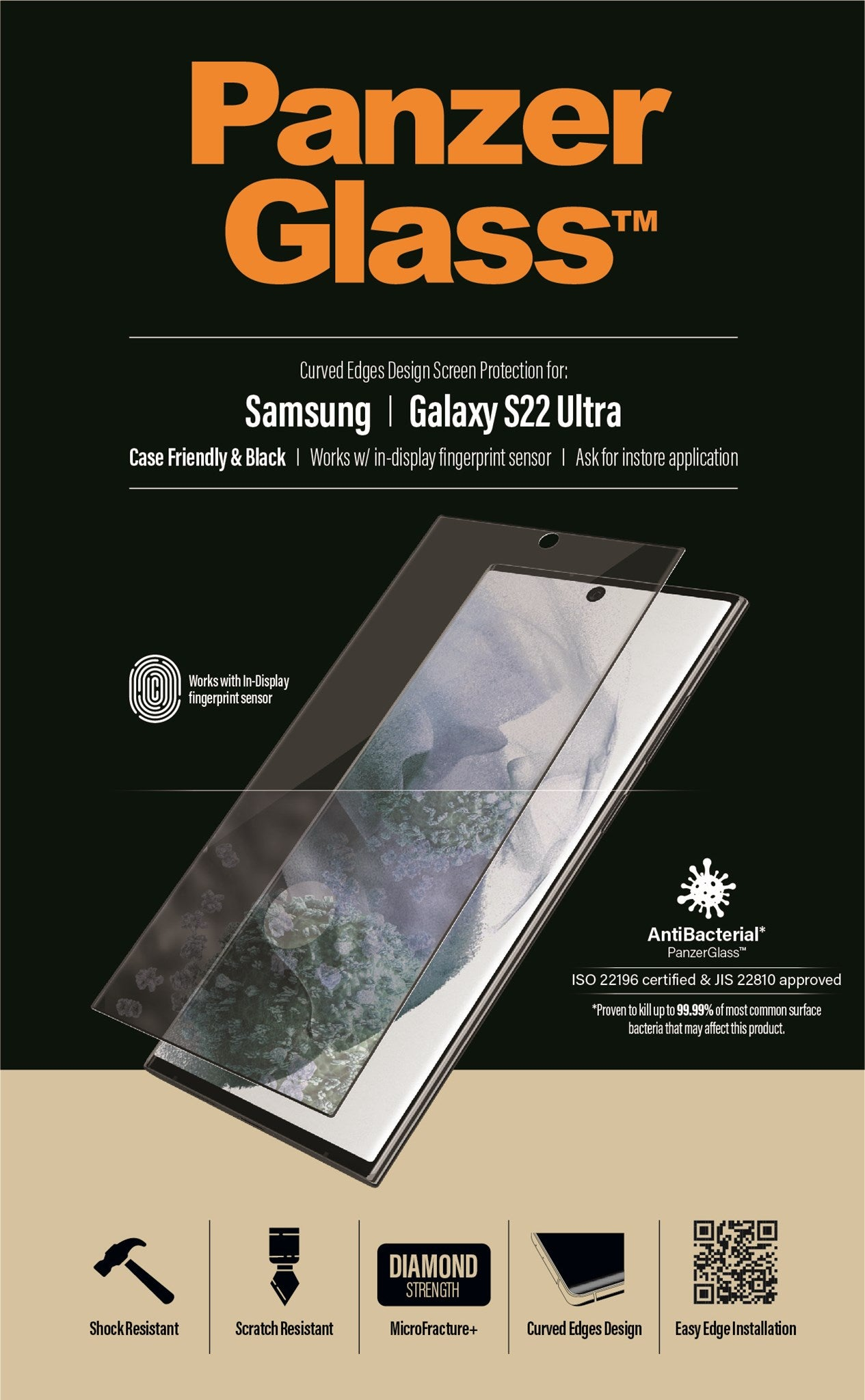 Ultra-Wide Ultra) PANZERGLASS Fit Samsung Displayschutz(für Galaxy S22