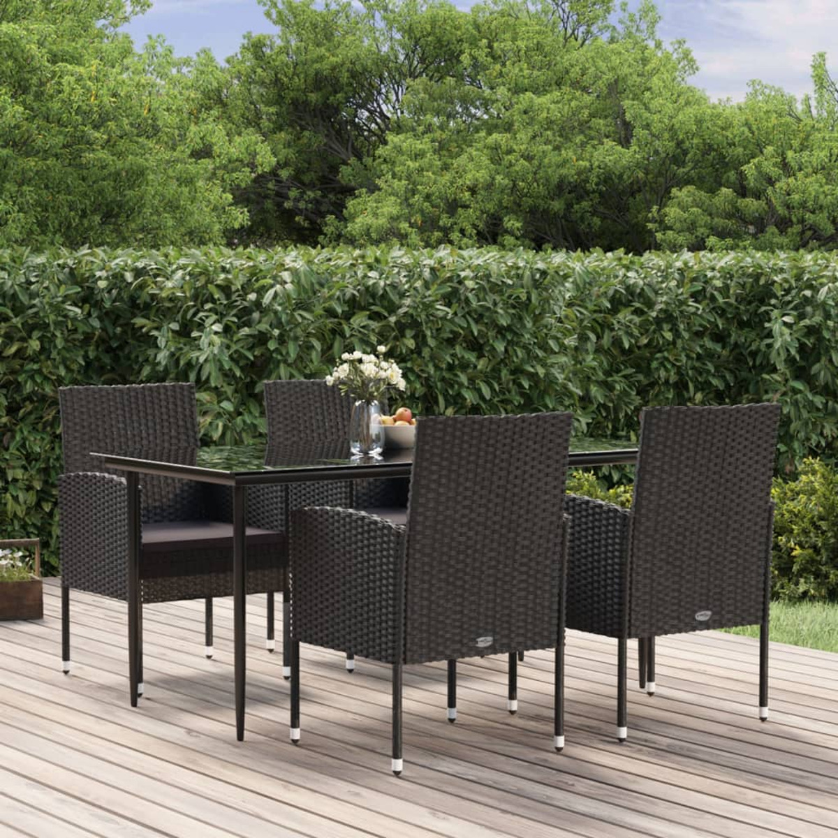 VIDAXL 3156786 Gartentisch- und Stuhlset, Schwarz