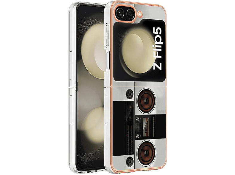 Flip5 WIGENTO / Weiß TPU Backcover, mit PC Z Feel Design Galaxy 5G, Hülle, Samsung, Druck
