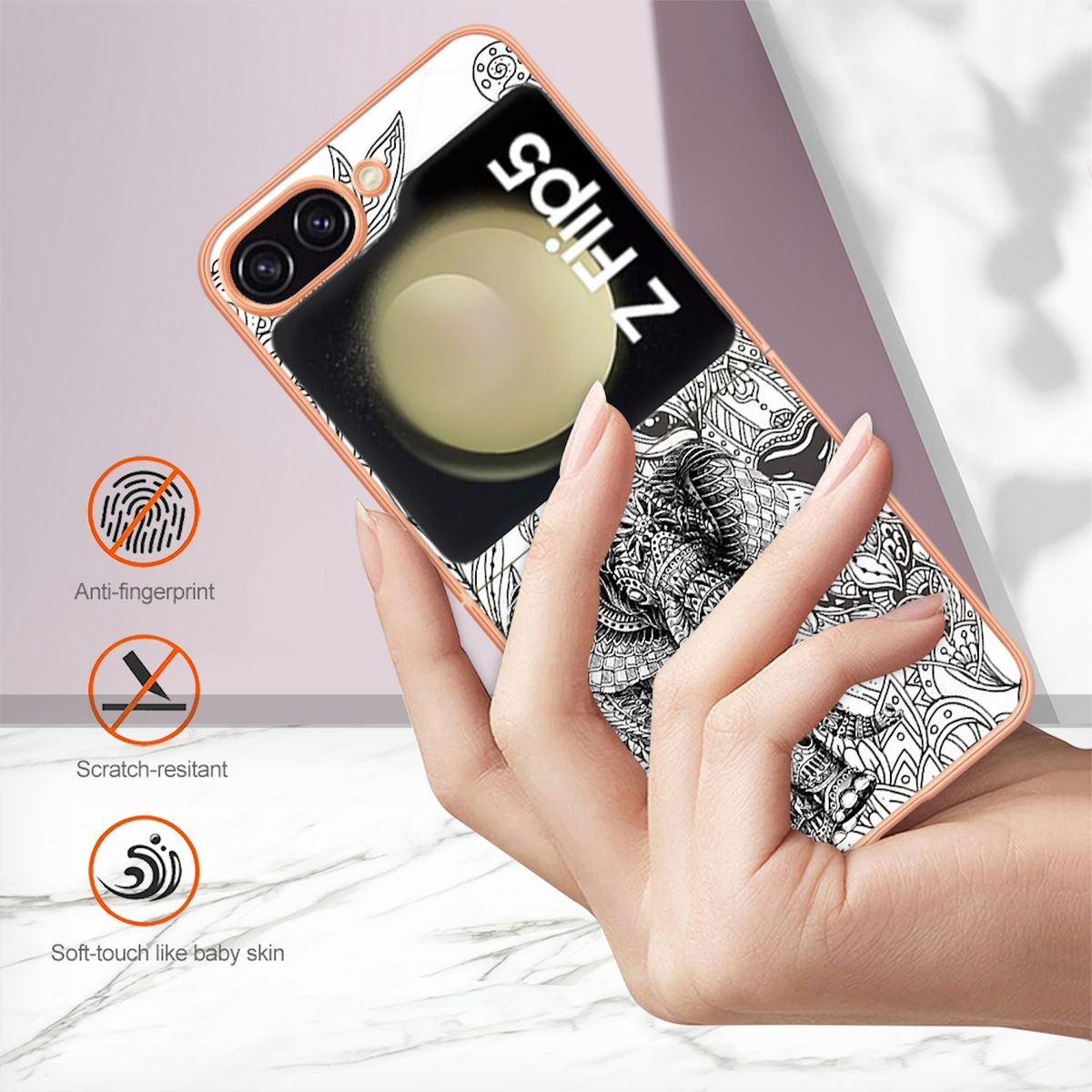 WIGENTO TPU / Galaxy Samsung, Backcover, mit PC Weiß Druck Z Hülle, Design Feel 5G, Flip5